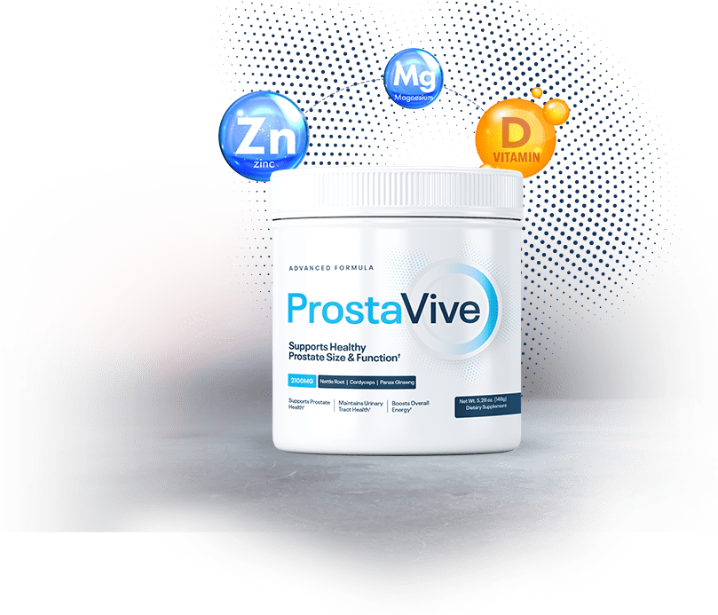 ProstaVive bottle with zinc magnesium and vitamin D artwork